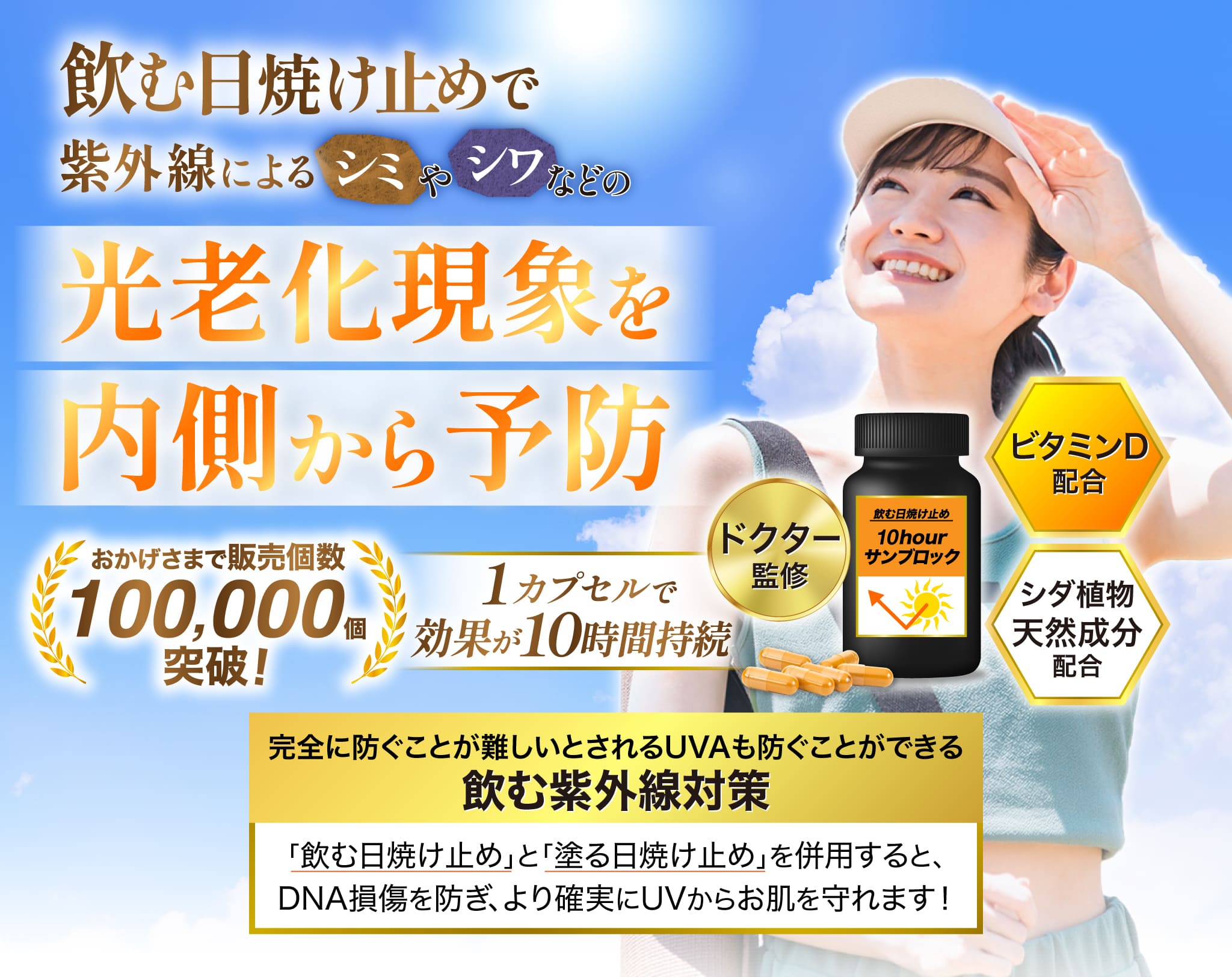 飲む日焼け止めで紫外線によるシミやシワなどの光老化現象を内側から予防